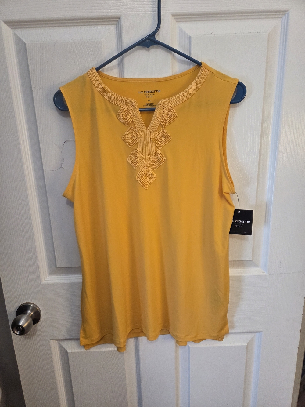 Liz Claiborne Yellow Embellished Sleeveless Top